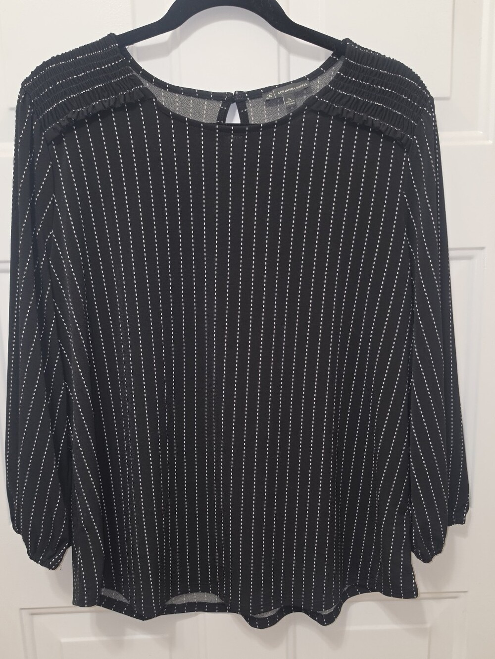 Adrianna Papell Black & White Pinstripe Blouse – Size XL